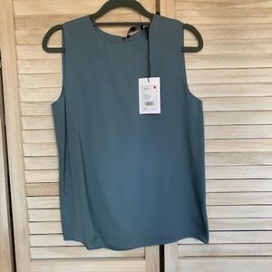 Theory Silk Straight Shell Top in Steel Blue, NWT, Size P